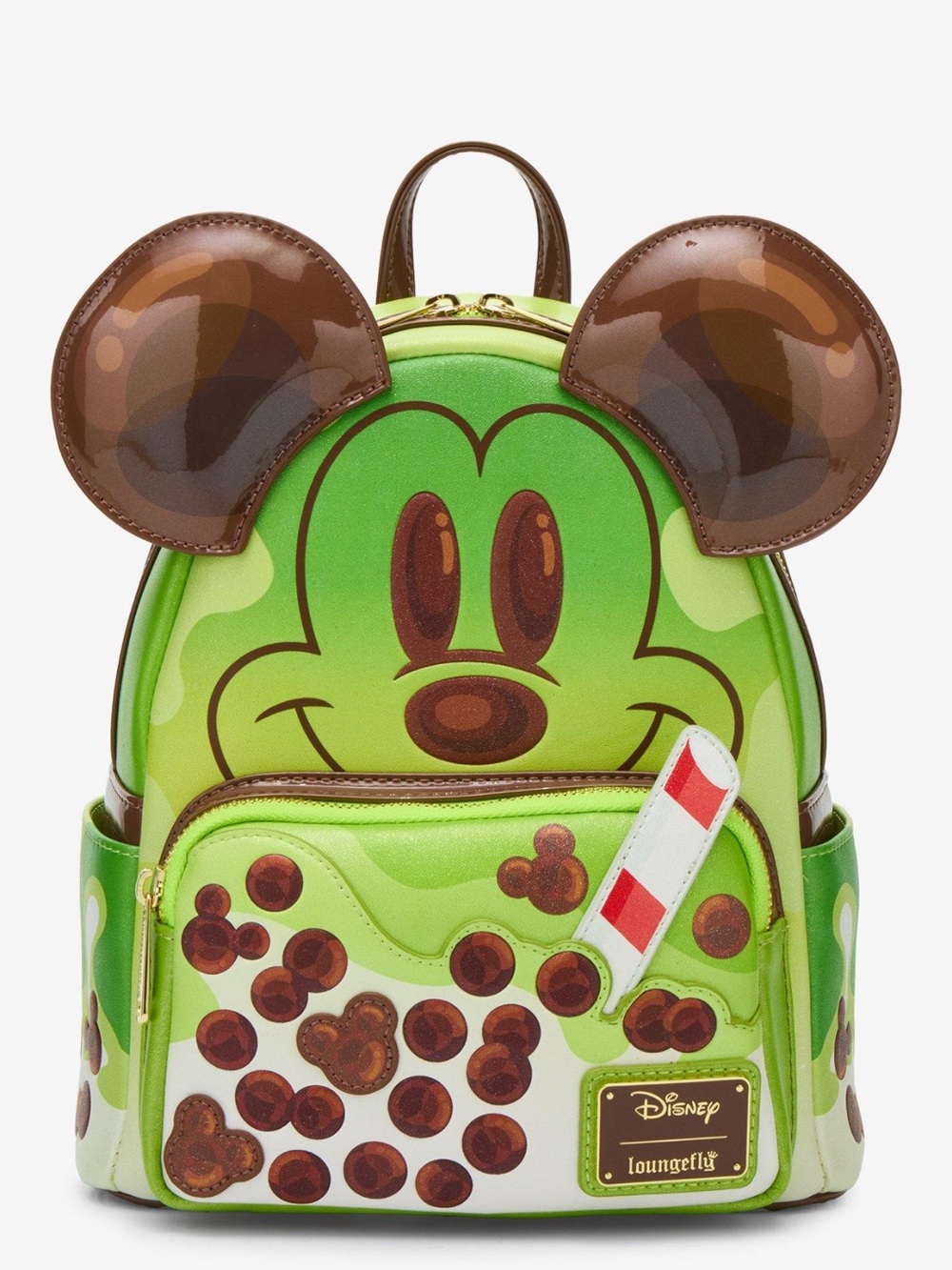 Loungefly Disney Mickey Mouse Green Bubble Tea Backpack and matching wallet
